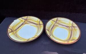 Vernon Kilns Hand Painted Organdie Fruit 9” Vegetable Serving Bowls Set of (2)
